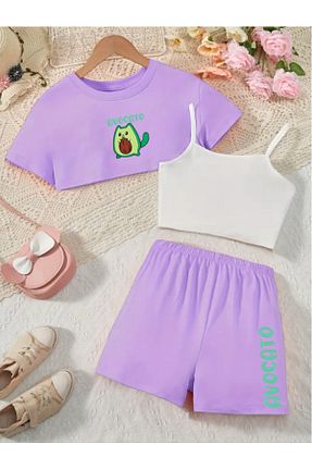 ست بالاتنه و پائین تنه بنفش بچه گانه بافت MELADYAN - کد 930469705