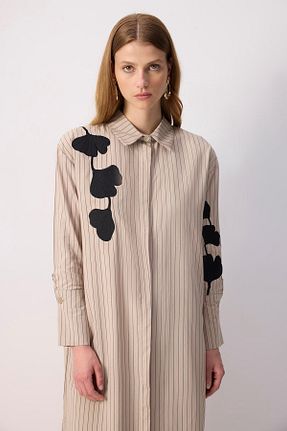 لباس حجاب بژ زنانه اورسایز Touche Prive - کد 930445605