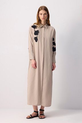 لباس حجاب بژ زنانه اورسایز Touche Prive - کد 930445605
