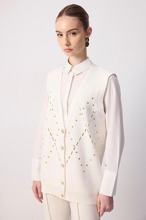 جلیقه حجاب نباتی زنانه اورسایز Touche Prive - کد 930528179