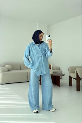 ست بالاتنه و پائین تنه آبی زنانه بافتنی My Blog - کد 930509126