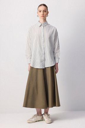 پیراهن حجاب خاکی زنانه اورسایز Touche Prive - کد 930530404