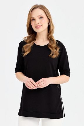بلوز مشکی زنانه ساده Desen Triko - کد 822460111