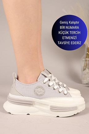 کفش اسنیکر طوسی زنانه بند دار Birikon - کد 923482907