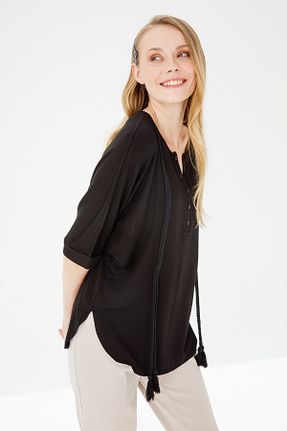 تونیک مشکی زنانه بافتنی Desen Triko - کد 107036969