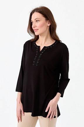 بلوز مشکی زنانه ساده Desen Triko - کد 669707694