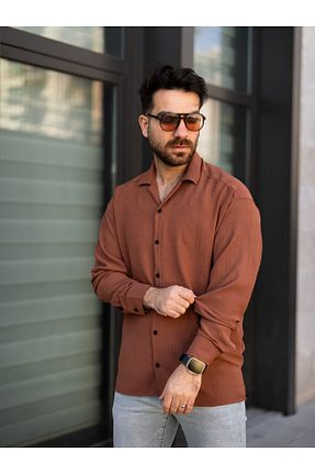 پیراهن قهوه ای مردانه اورسایز MODEL - کد 930553309