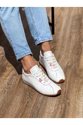 کفش اسنیکر سفید زنانه چرم اصل SİBA SHOES - کد 898980491
