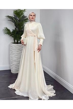 لباس مجلسی حجاب نباتی زنانه پلی استر GÜZELLER - کد 930550151