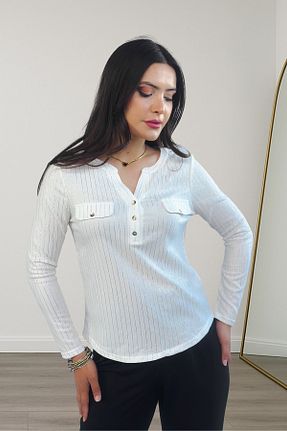 بلوز سفید زنانه رگولار Kübra Tekstil - کد 930556719