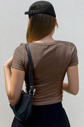 تیشرت قهوه ای زنانه اسلیم فیت Teenage Millionaire - کد 930548300