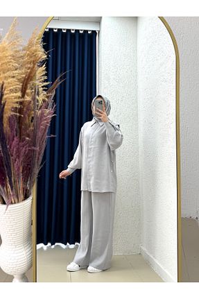 ست بالاتنه و پائین تنه حجاب طوسی زنانه رگولار Ebrar Store - کد 930552103