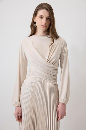 بلوز حجاب بژ زنانه ویسکون Touche Prive - کد 930554115