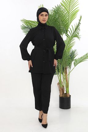 ست بالاتنه و پائین تنه حجاب مشکی زنانه گشاد TUNİK - کد 930586109