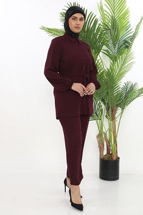 ست بالاتنه و پائین تنه حجاب بنفش زنانه سایز بزرگ TUNİK - کد 930968252