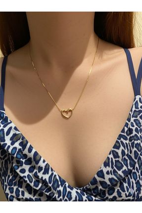 گردنبند استیل ( فولاد ) زرد زنانه استیل ضد زنگ Esra Butik Hane - کد 930608611