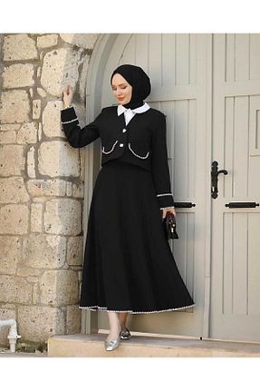 ست بالاتنه و پائین تنه حجاب مشکی زنانه رگولار butik hira - کد 829333517
