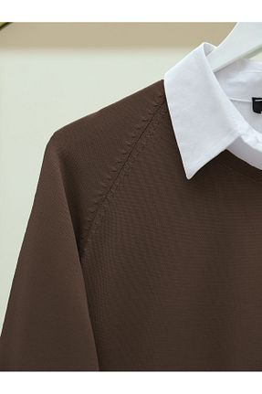 تونیک حجاب قهوه ای بافتنی HİJABAYA - کد 930736488