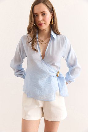 بلوز آبی زنانه ساده Olalook - کد 930642781
