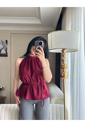 بلوز زرشکی زنانه ساده Khloe - کد 930650641