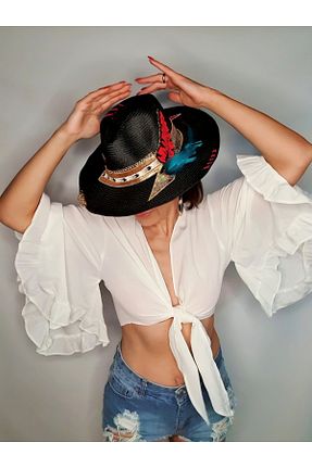 کلاه مشکی زنانه حصیر Senbeno Design - کد 930683101