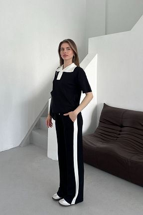 ست بالاتنه و پائین تنه مشکی زنانه بافتنی Byelmira - کد 930696542