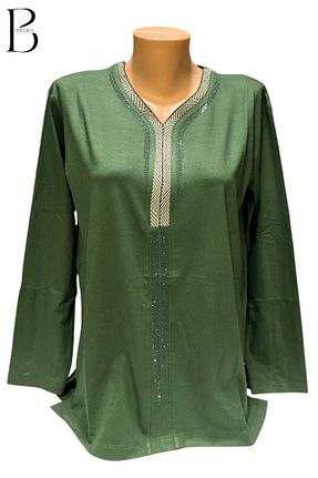 بلوز خاکی زنانه ساده BURSPA - کد 930636877