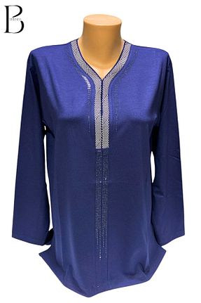 بلوز سرمه ای زنانه ساده BURSPA - کد 930636837