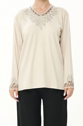بلوز بژ زنانه ساده BURSPA - کد 312447939