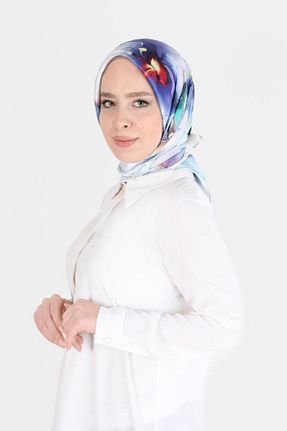 روسری آبی پلی استر Alvina - کد 803641740