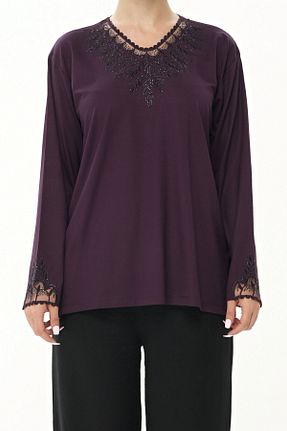 بلوز بنفش زنانه ساده BURSPA - کد 312448372