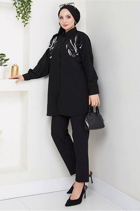 تونیک حجاب مشکی زنانه %100 پنبه TRENDTESETTÜR - کد 930715628