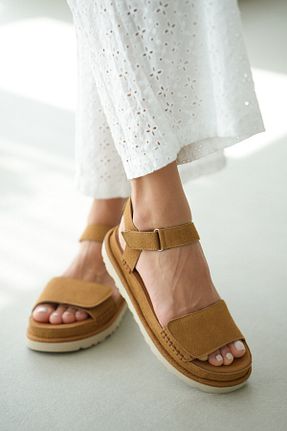صندل قهوه ای زنانه پاشنه تخت selinshoes - کد 930785623