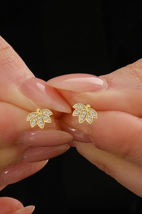 گوشواره نقره طلائی زنانه 925 عیار Söğütlü Silver - کد 930783558
