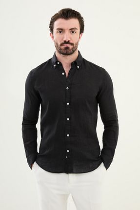 پیراهن مشکی مردانه اسلیم فیت Mcr - کد 930816439