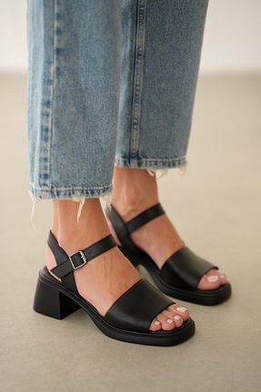 صندل مشکی زنانه پاشنه ضخیم selinshoes - کد 930814265