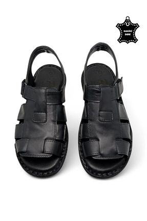 صندل مشکی مردانه پاشنه تخت Moda İkiz - کد 129543981