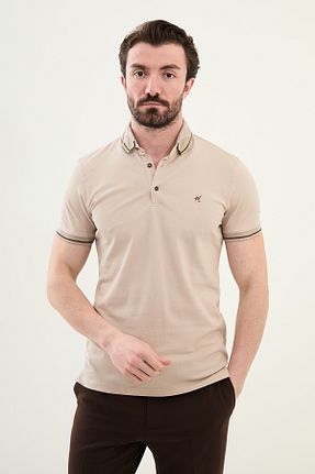 تیشرت بژ مردانه اسلیم فیت Mcr - کد 930817818