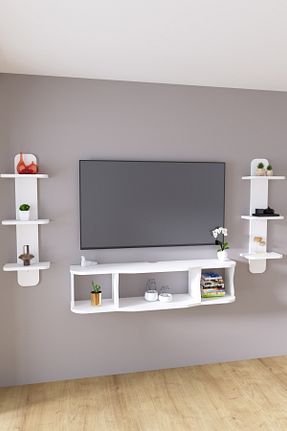 میز و پایه تلویزیون سفید Suntalam HMC DECOR - کد 930522266