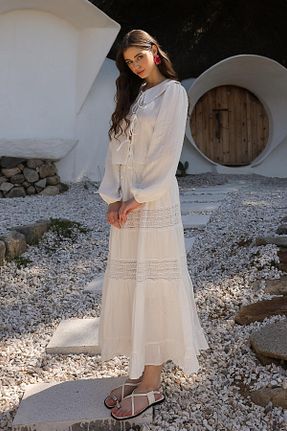دامن سفید زنانه نایلون Olcay - کد 917325081