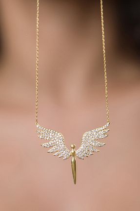 گردنبند نقره طلائی زنانه 925 عیار Elika Silver - کد 92938659