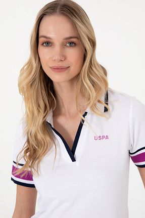 پولوشرت سفید زنانه پنبه ای U.S. Polo Assn. - کد 930869073