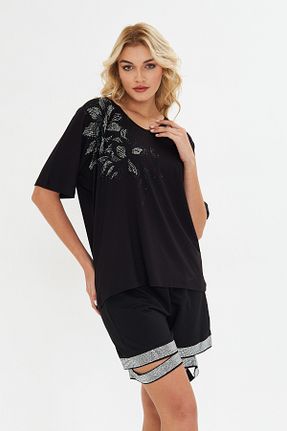 بلوز مشکی زنانه چاپی MODA - کد 930884163