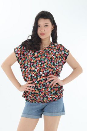بلوز رنگی زنانه گلدار Tasarım - کد 930938884