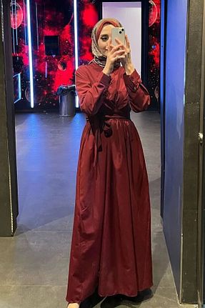 لباس حجاب زرشکی زنانه کلوش Tesettür Diyarı - کد 930950391