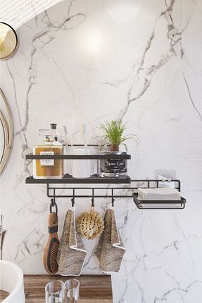 نظم دهنده حمام مشکی فلزی SUNTEL BANYO VE MUTFAK AKSESUARLARI - کد 697841608