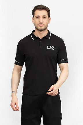 پولوشرت مشکی مردانه پنبه - الاستین EA7 - کد 817906125
