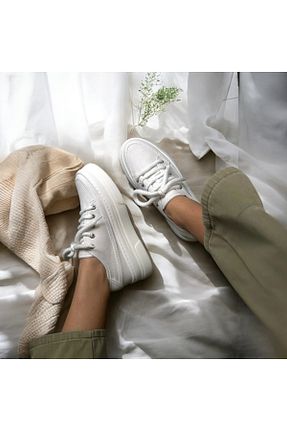 کفش اسنیکر سفید زنانه بند دار Jarrox - کد 930986775