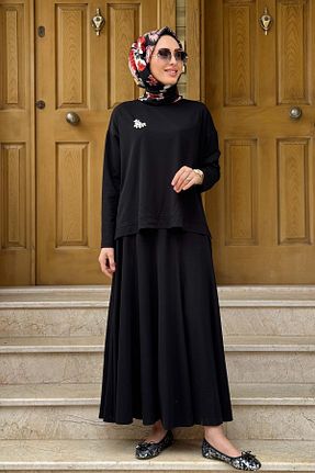 ست بالاتنه و پائین تنه حجاب مشکی زنانه رگولار Nurcan Çetin - کد 930973531