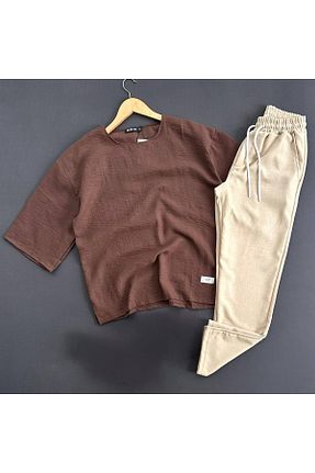 ست بالاتنه و پائین تنه قهوه ای مردانه بافتنی THEGENTMAN - کد 931016216